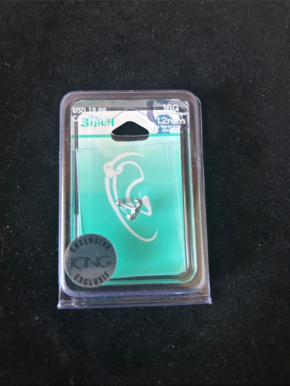 Icing Silver Curved Ear Piercing Hoop - 16G